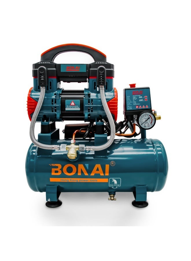 بوناي ضاغط هواء محمول سعة 10 لترات، بقوة 1380 واط، مضخة صامتة خالية من الزيت، معدل تدفق 58 لتر/دقيقة، ضغط 0.8 ميجا باسكال، محرك عالي الكفاءة، مناسب لإطارات السيارات، ورش العمل، التنظيف بالرش، والاستخدام المنزلي، BN-HK116 - Image 1